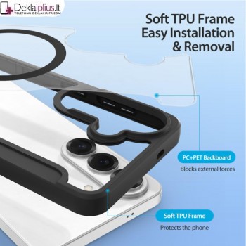 Dux Ducis Skin X Pro dirbtinos odos juodas dėklas su magsafe (Samsung Galaxy S26)